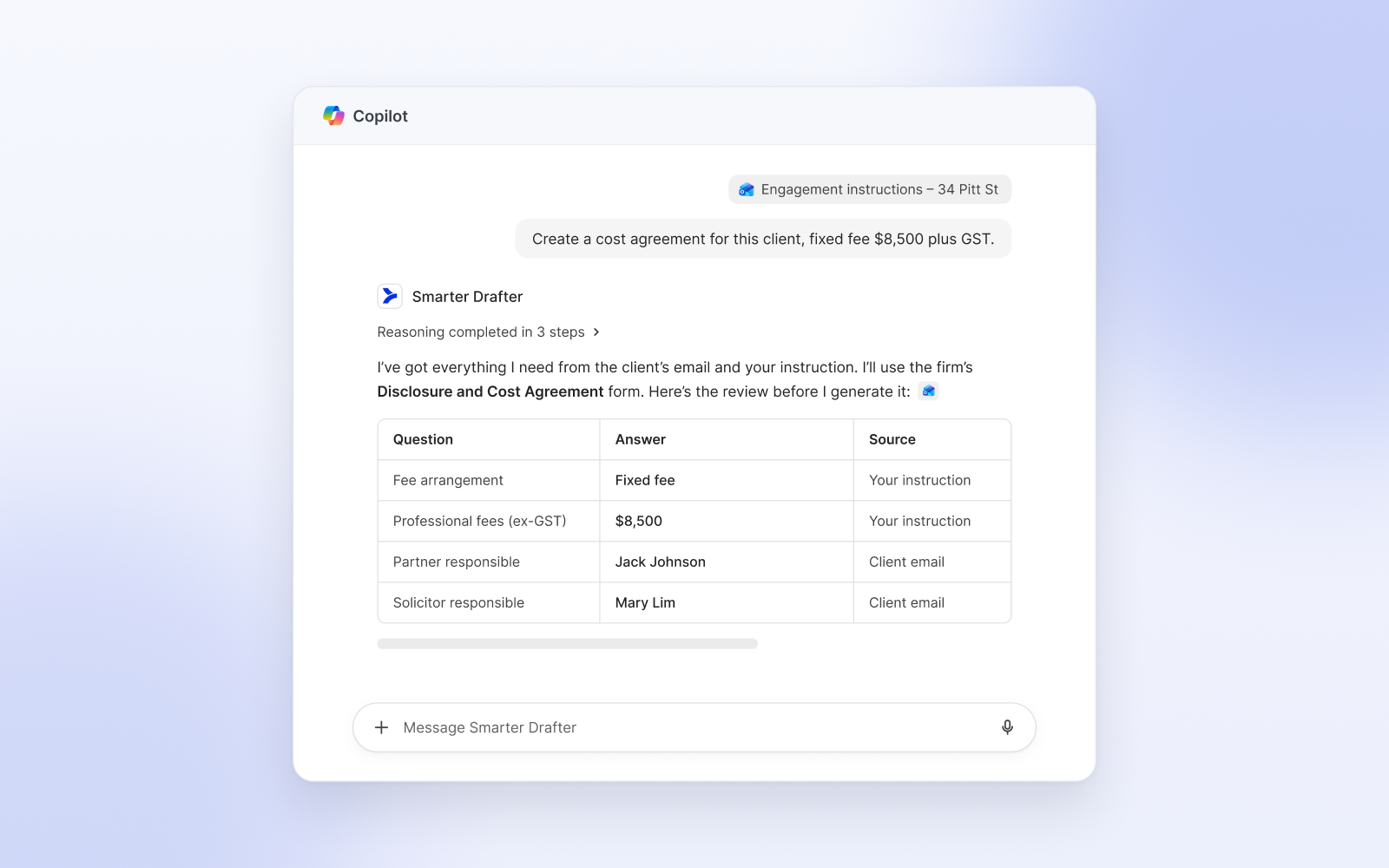 Copilot chat, cost agreement